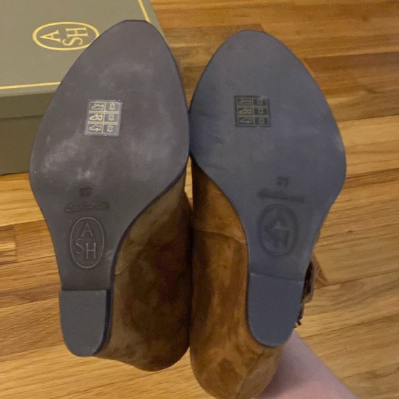 Ash Women’s Brown Wedge Open Toe Heels With Fringe Size 37 - Picture 8 of 10